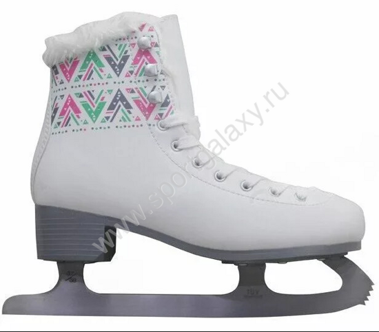 Коньки фигурные (38р.) цв.белый,розово-зеленый с искусств.мехом ST-2303(00113)